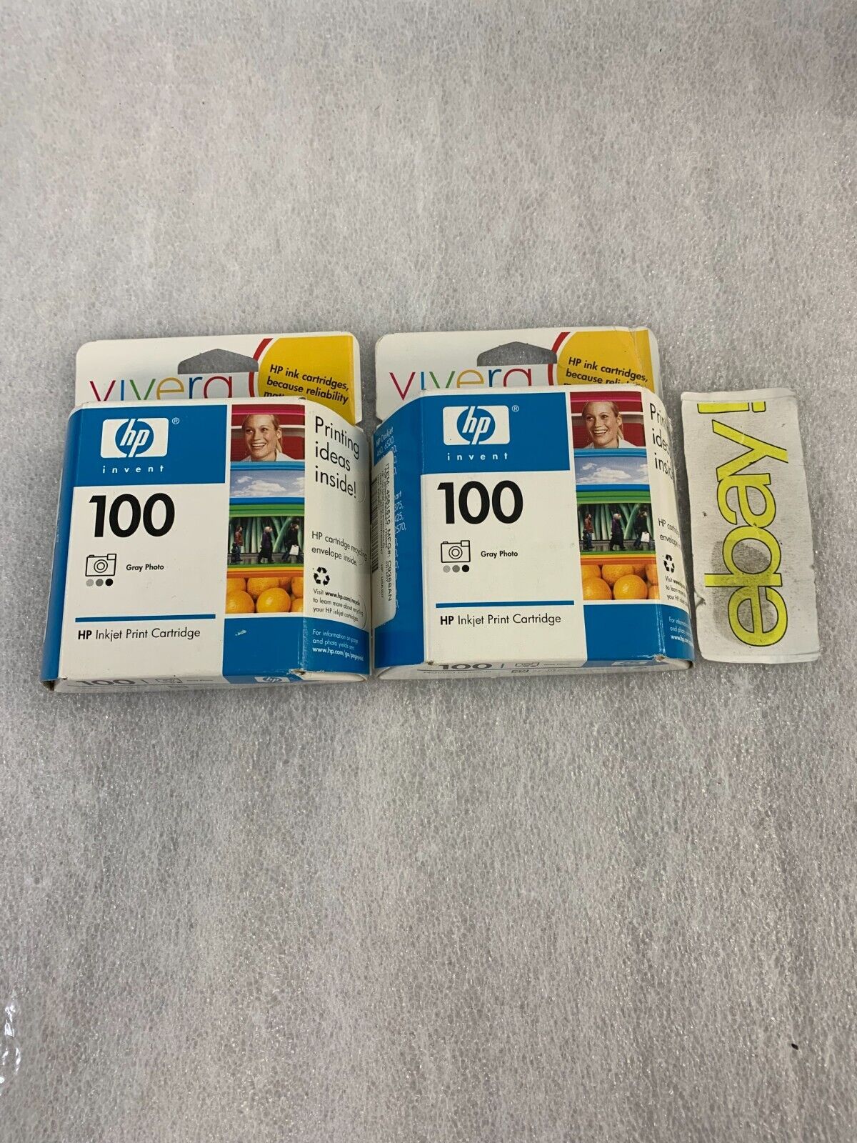 SEALED Lot of 2 HP Vivera 100 Ink Gray Photo Ink Cartridge Exp 7/08 