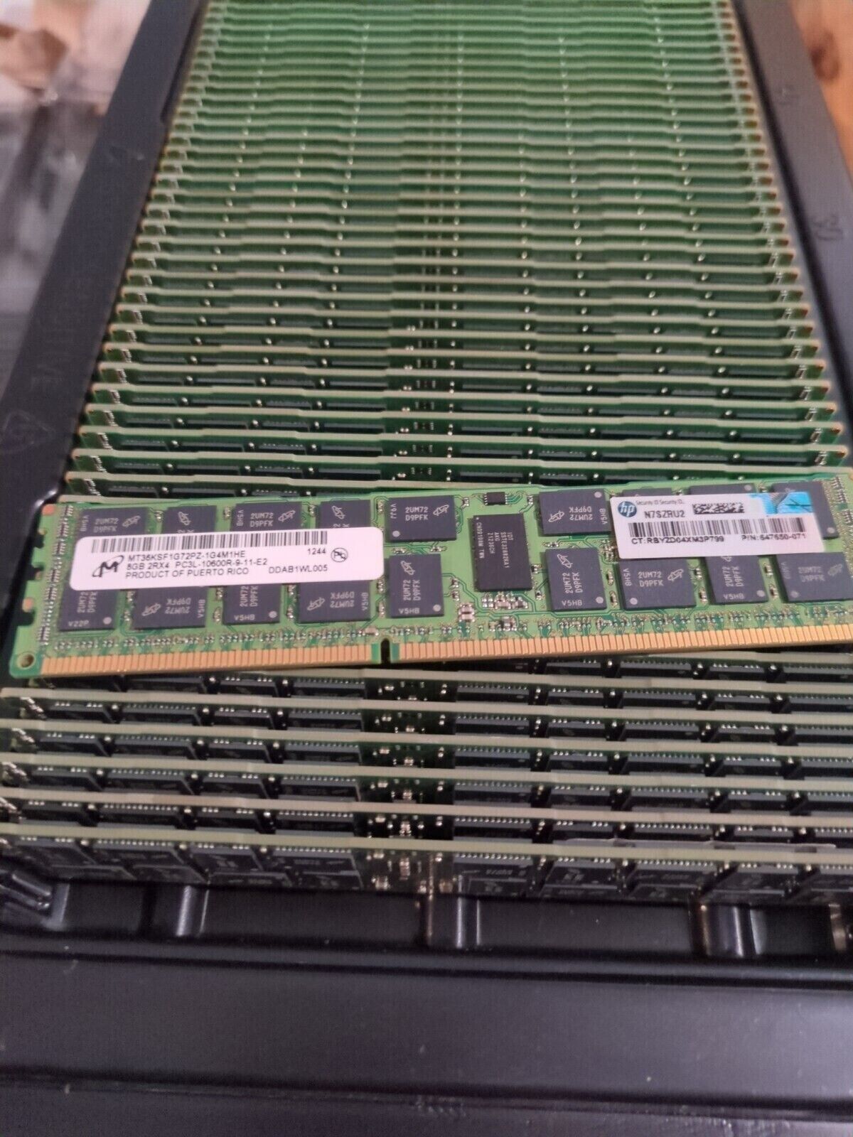Lot of 50x8GB Micron 8GB PC3-10600 DDR3-1333 ECC Reg Server RAM