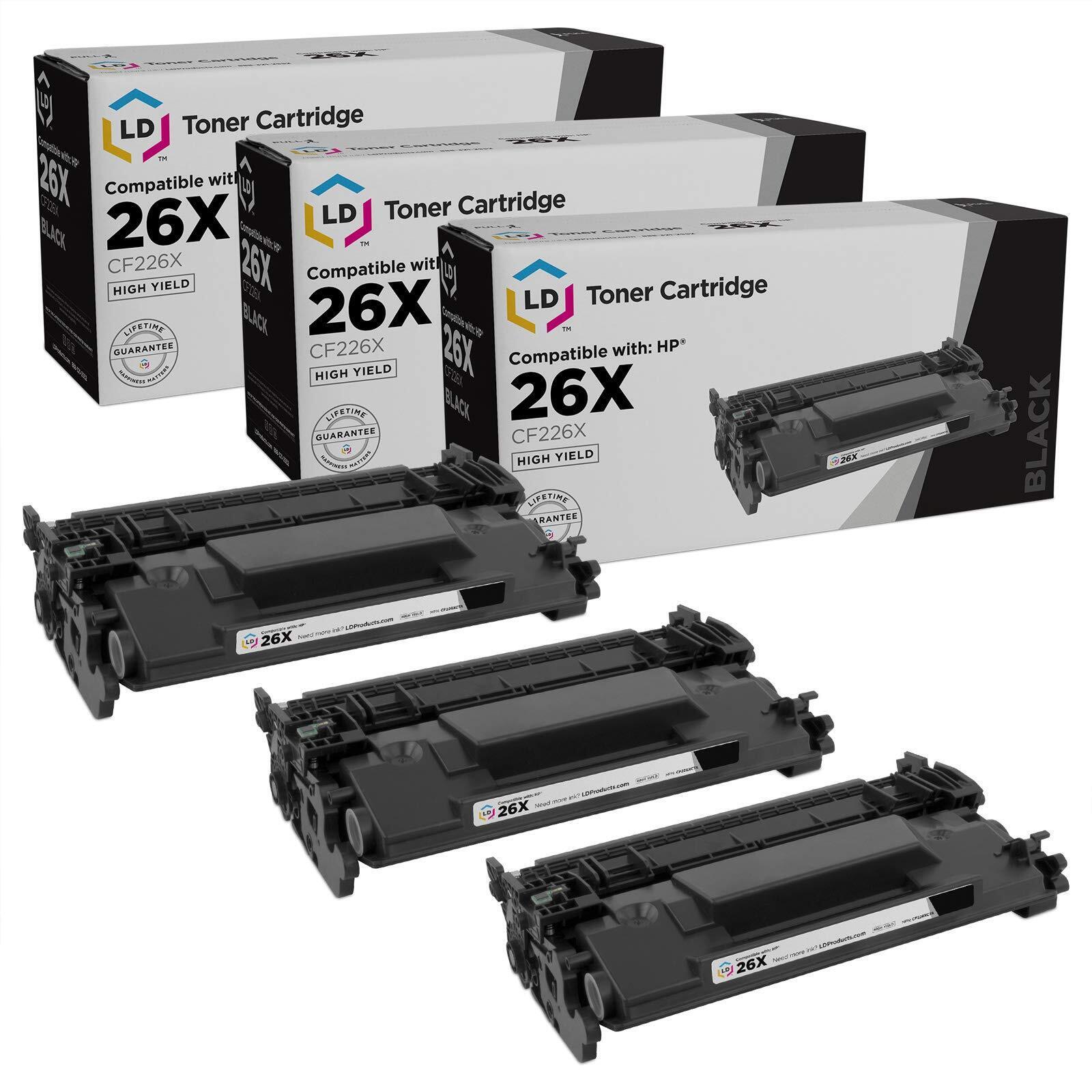 LD 3PK Replacement HP 26X CF226X Black Toner Cartridge LaserJet Pro M402d M426dw