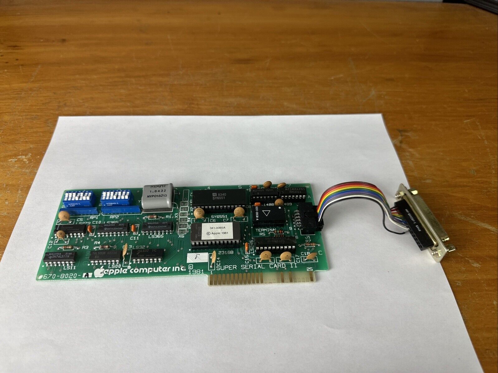 Apple Super Serial Card II 670-8020 with Cable – Apple II, II Plus, IIe, & IIGS