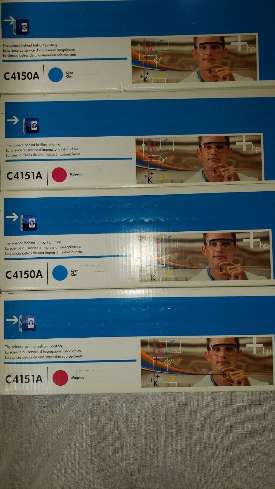 LOT OF 4 OEM HP C4151A Cartridges Toner (2)Magenta&(2)Cyan LaserJet 8500 8550 