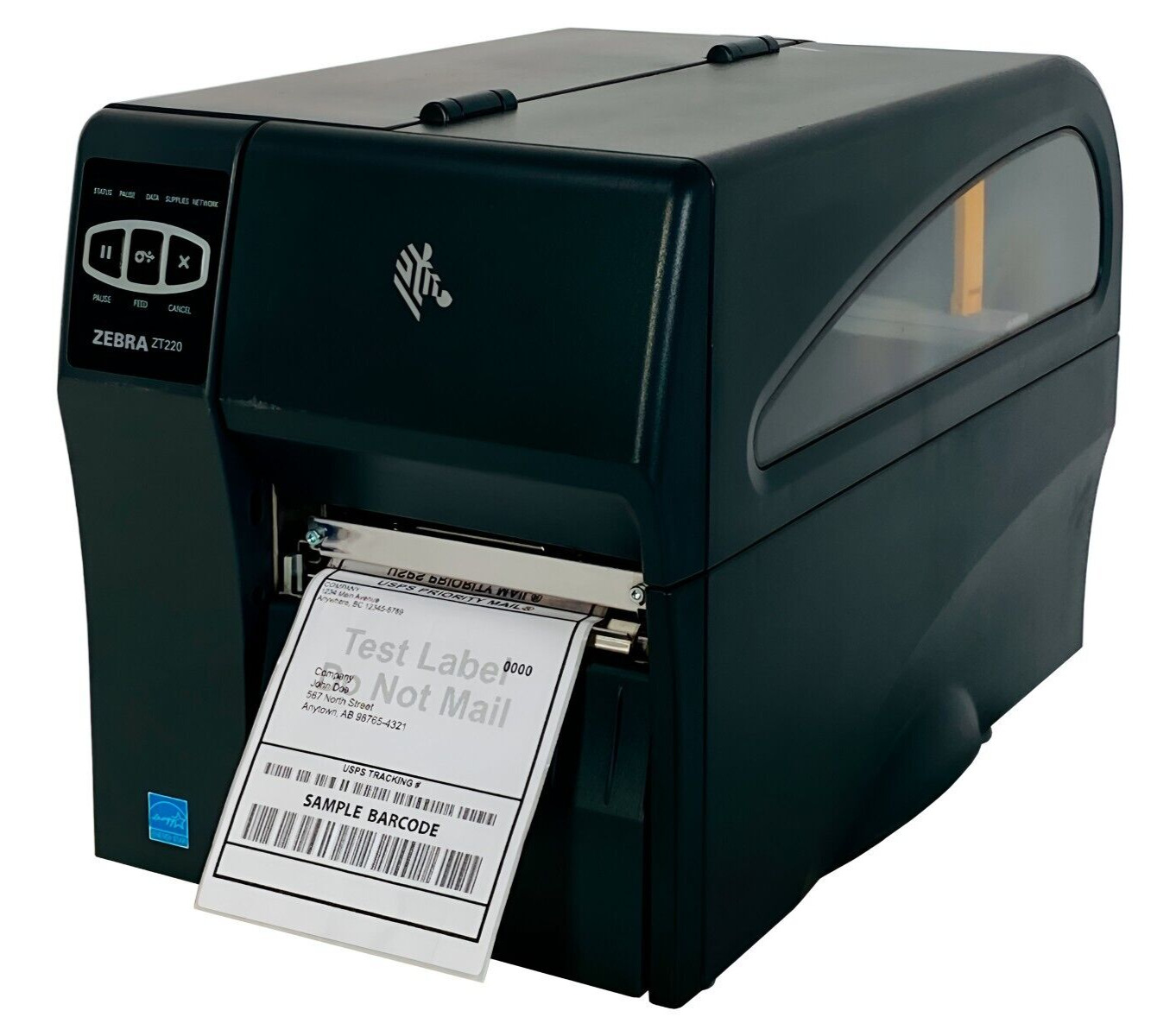 TESTED Zebra ZT220 Industrial Thermal Transfer Barcode Label Printer USB Serial