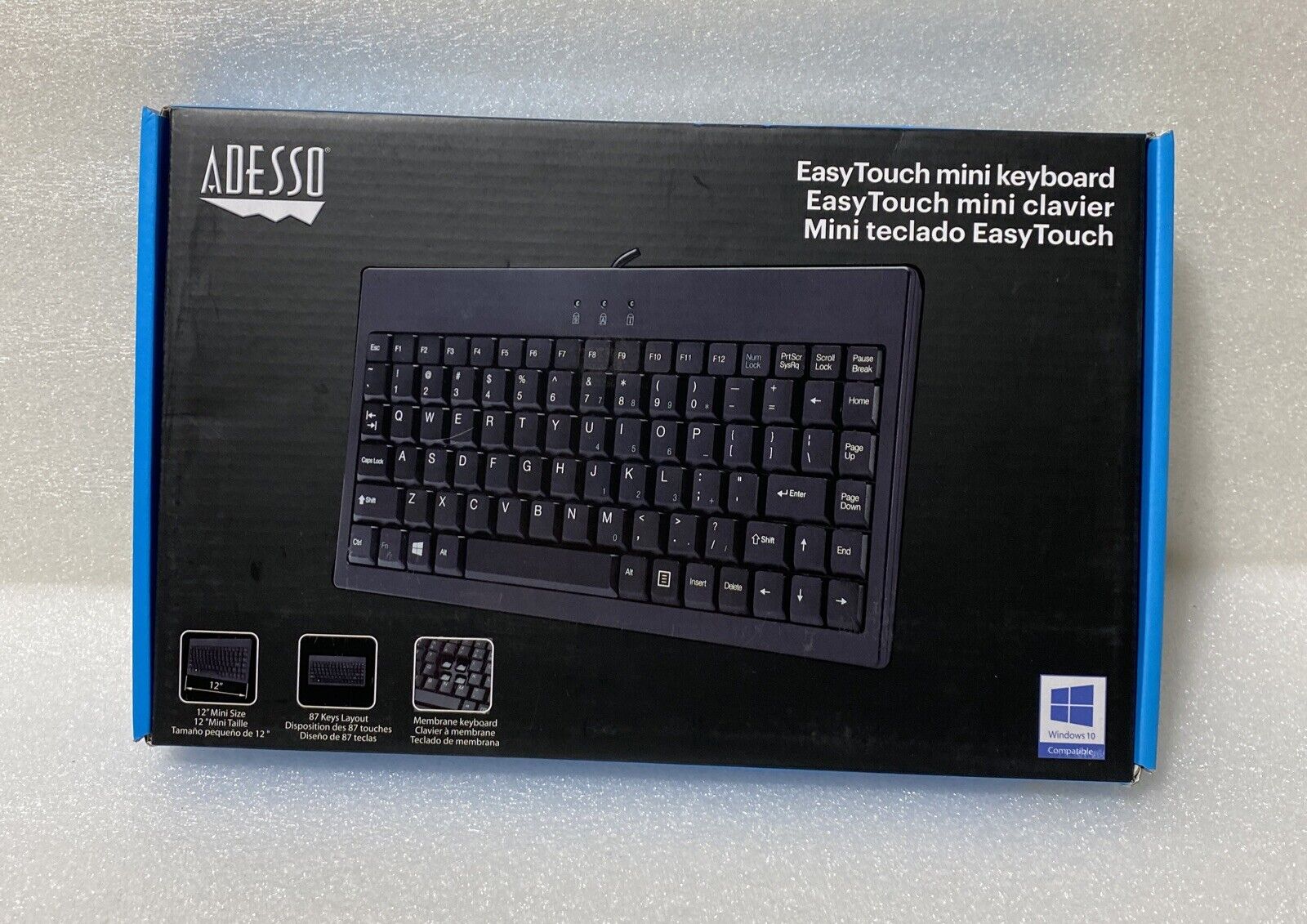 Easytouch AKB-110B Mini Keyboard USB w/PS/2 Adapter Black Adesso 12” Mini Works