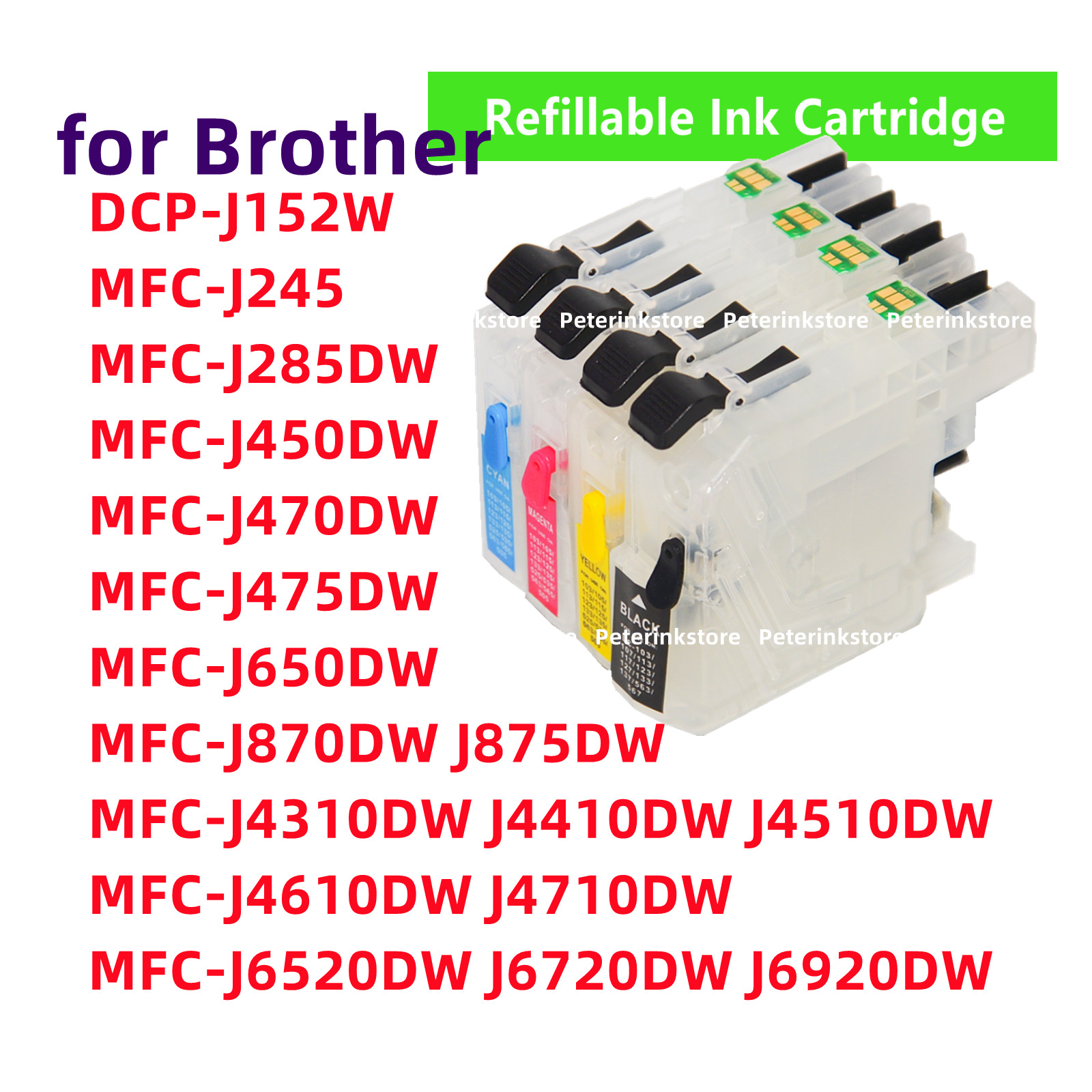 Refillable ink cartridge for Brother LC101 LC103 LC105 LC107 LC109 cartridges s