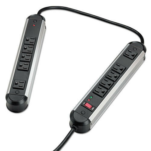 Fellowes 99082 10 Outlets 6' Cord 1250 J Split Metal Surge Protector -BLK/SILNew