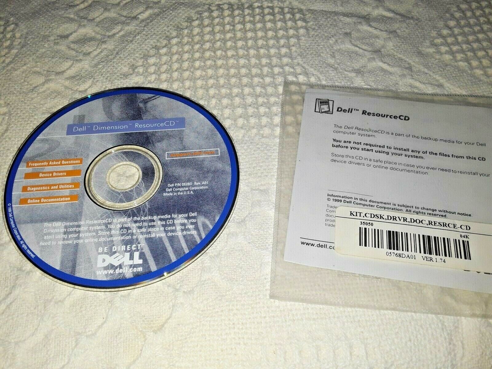 Dell Dimension Resource CD Ver.1.74 P/N 0628D with original case & instructions