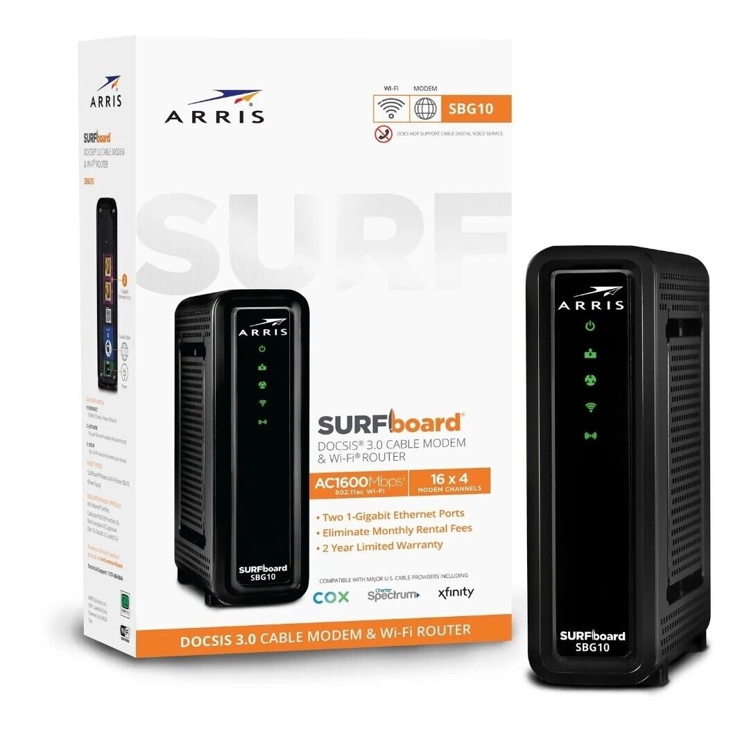  Used PERFECT SHAPE ARRIS SURFboard SBG10 DOCSIS 3.0 Cable Modem & Wi-Fi Router