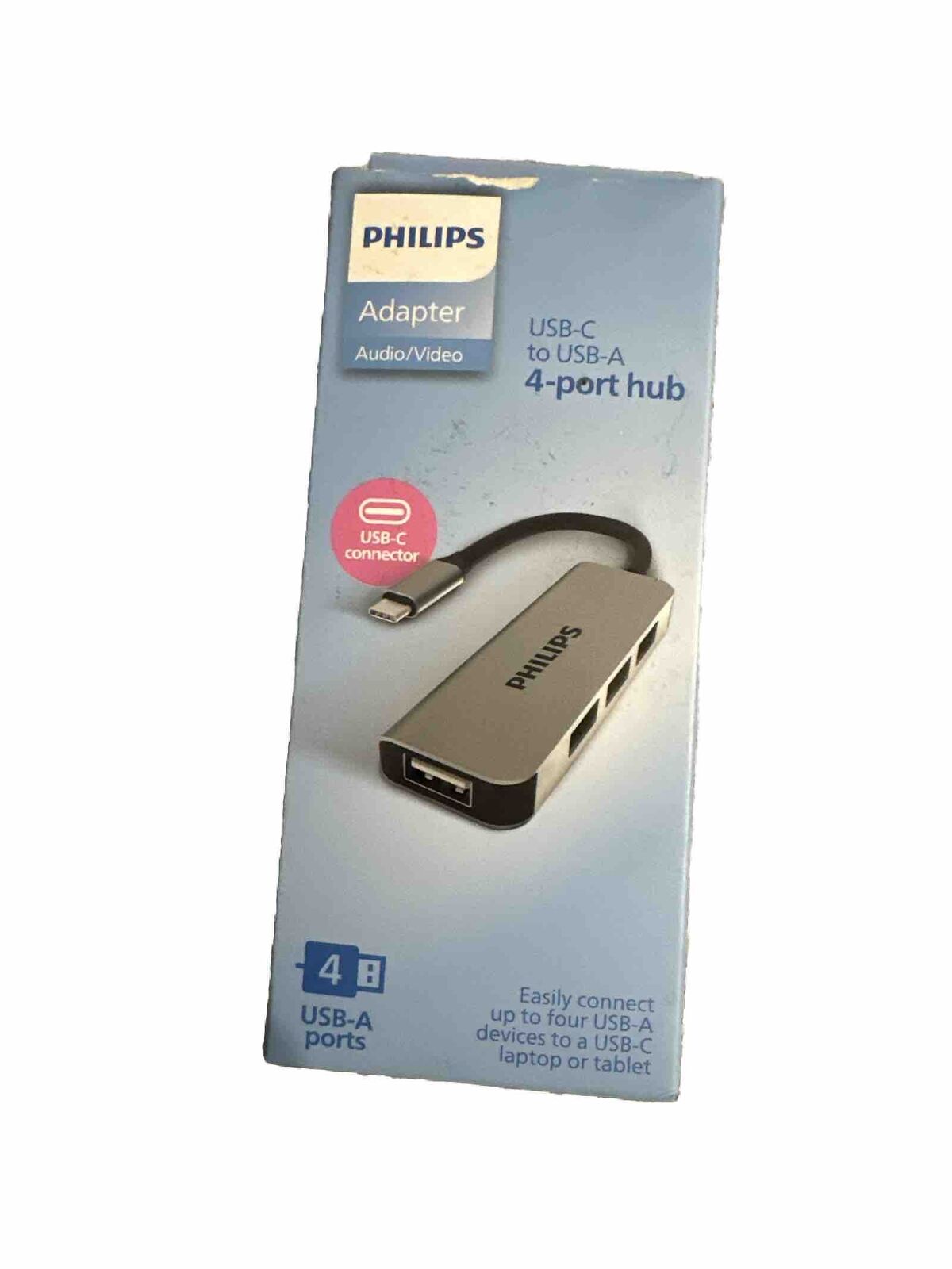 Philips USB-C Hub 4 Port USB 2.0 ,Type-C To Type-A Adapter Audio/video Connector