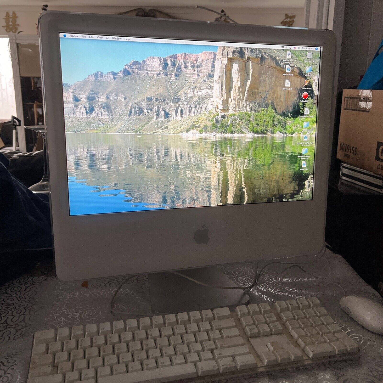 vintage Apple iMac G5 20 inch clear case widescreen iSight september 2003 bundle