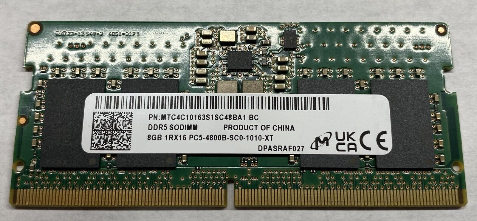 OEM Micron 8GB, PC5-4800B DDR5 Sodimm, ,  (MTC4C10163S1SC48BA1-BC) (Qty 10)