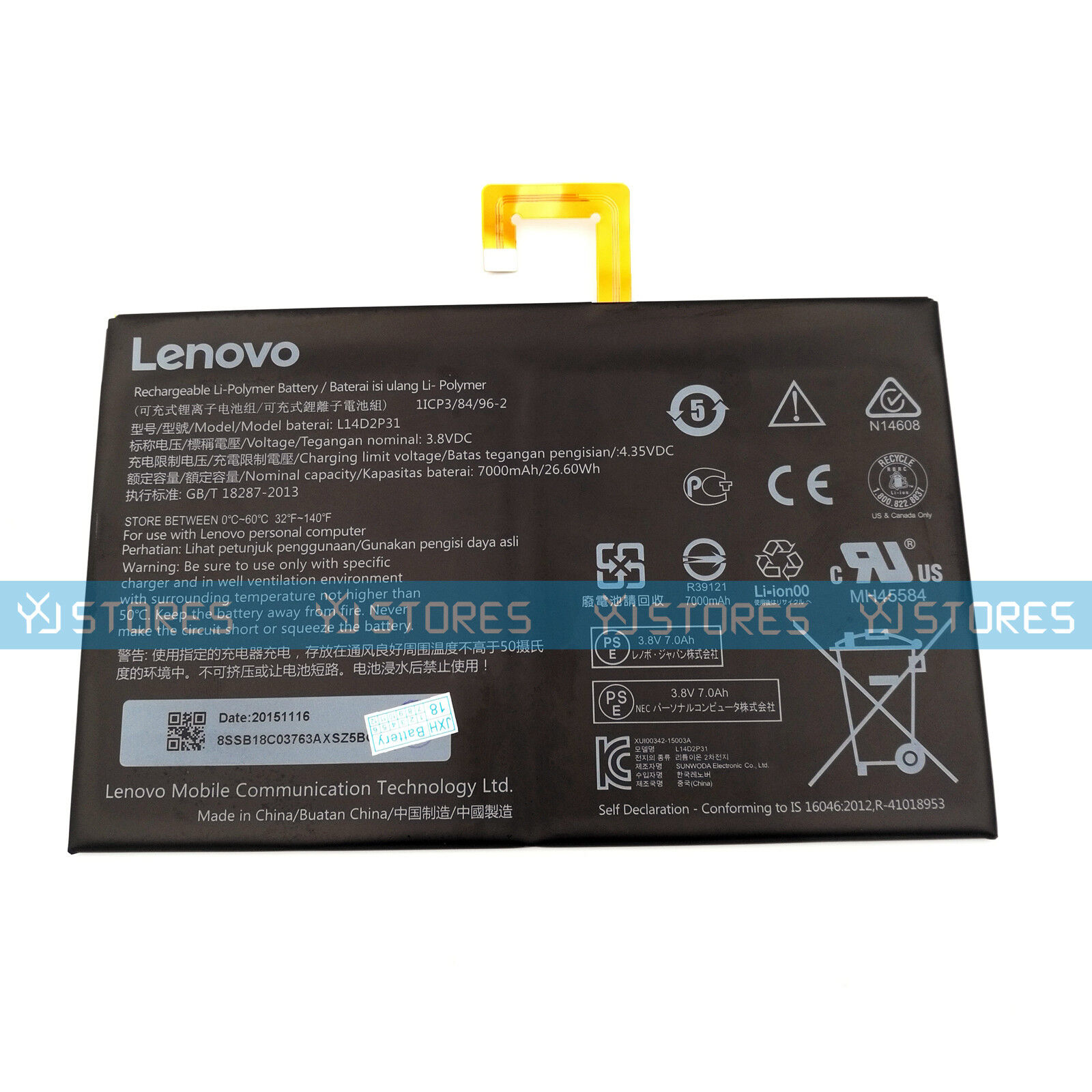Genuine L14D2P31 Battery for Lenovo Tab2 A10-30 A10-70L A10-70F TB2-X30 TB2-X30M