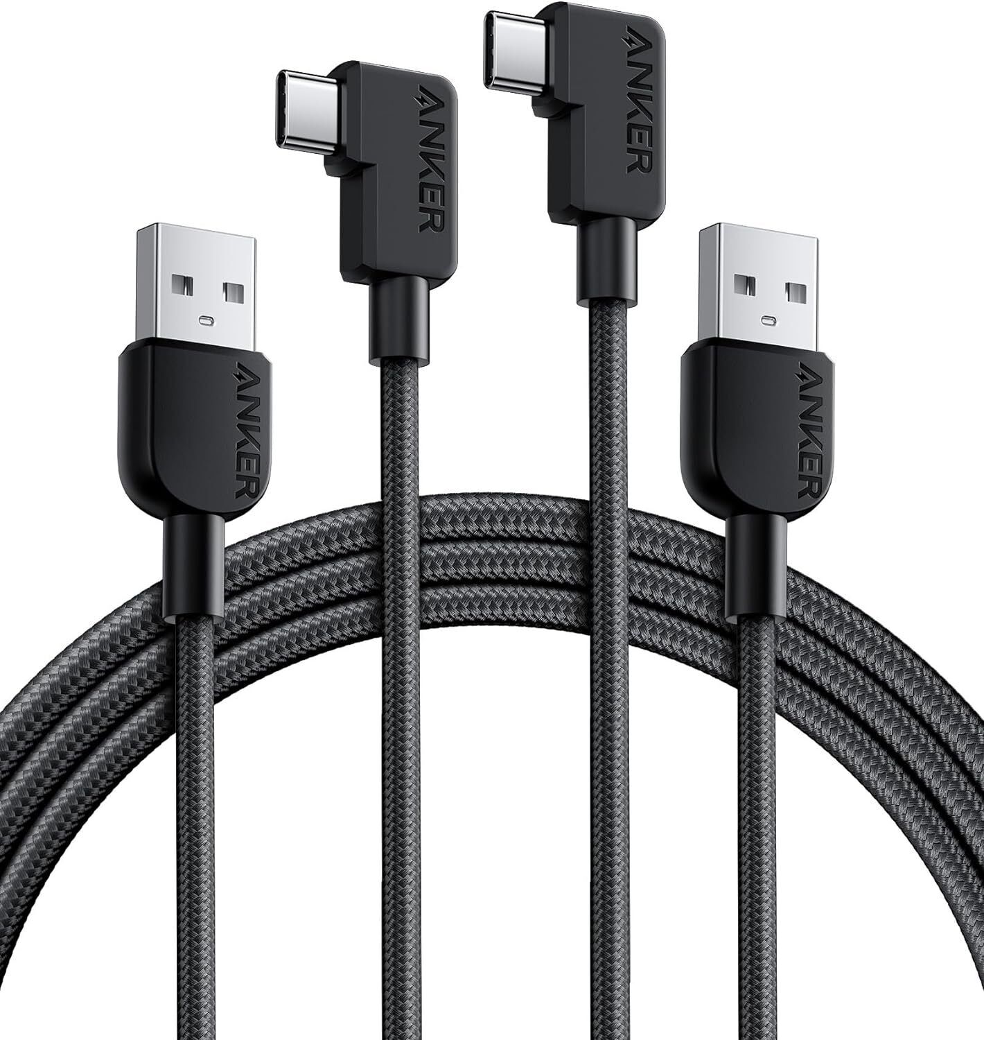 Anker USB C Cable Right Angle, 2-Pack 6 ft USB-A to 90 Degree USB-C Braided... 