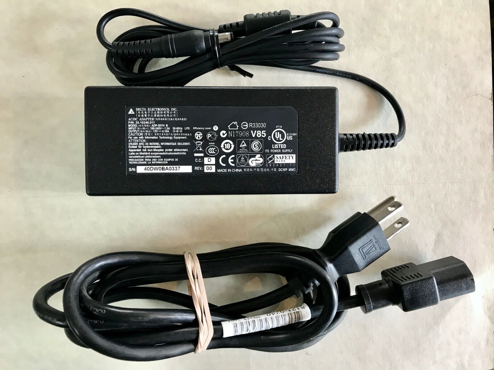 Delta Electronics AC Adapter N17908 V85 12V 4.16A New w/ Power Cable