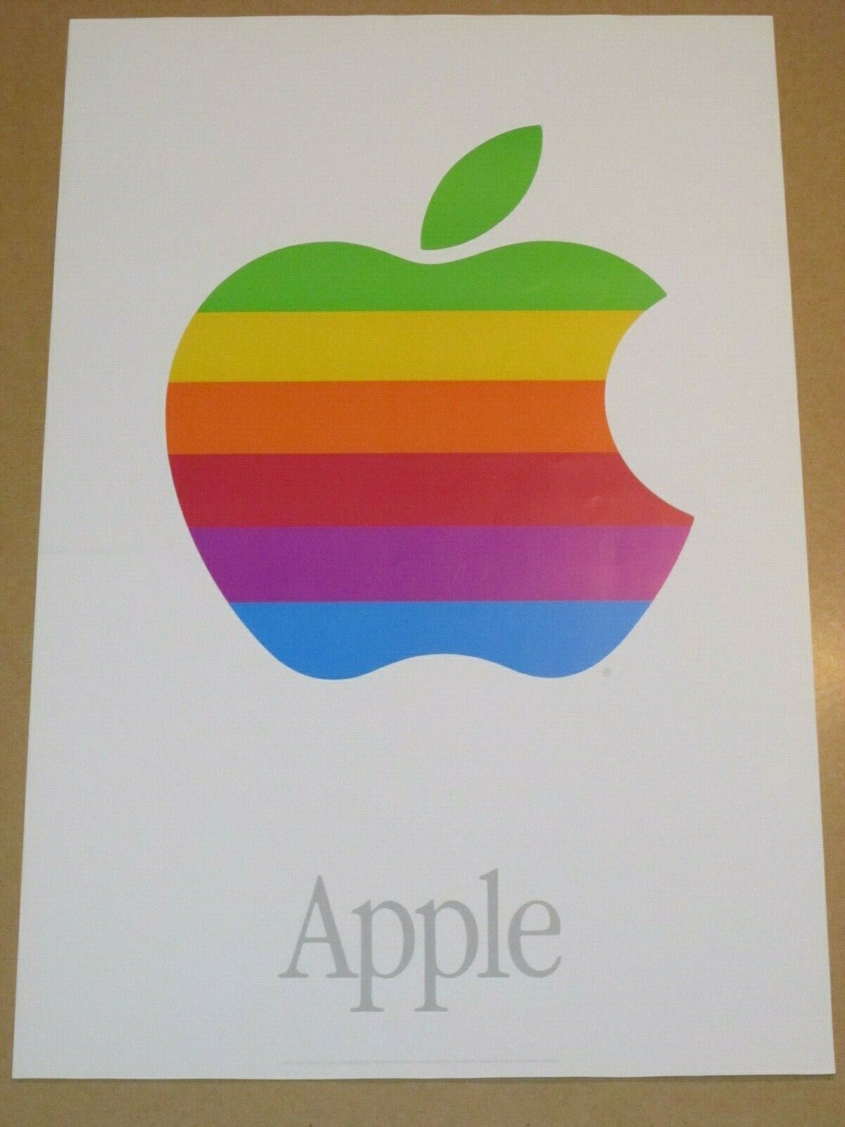 Vintage Apple Computer Rainbow Logo Poster 1980\'s Employee Owned 34\