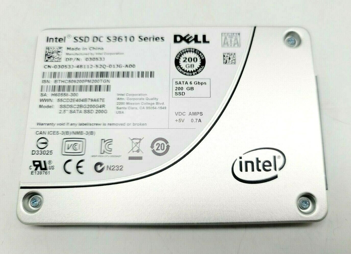 Dell 200GB 6Gbps SATA RI MLC 2.5 SSD S3610 (SSDSC2BG200G4R)
