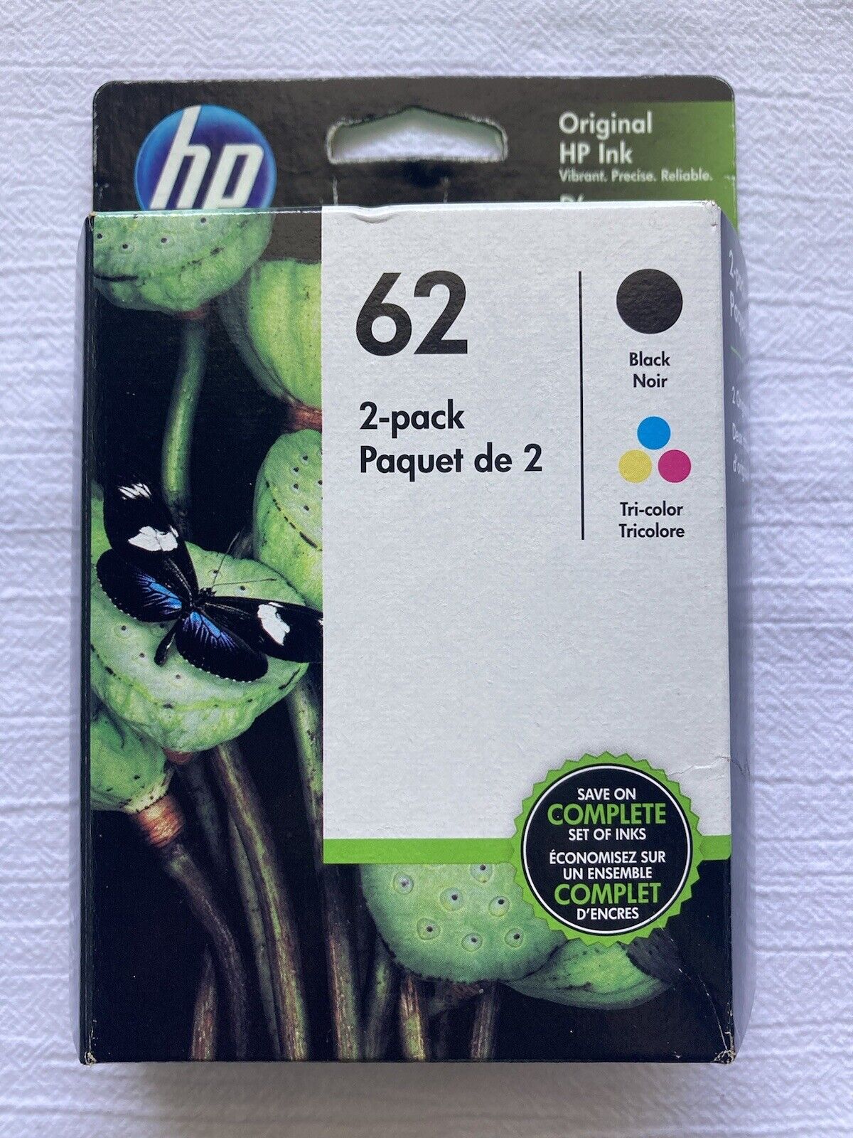 Genuine HP 62 Combo 2 PACK BLACK TRI-COLOR Ink Cartridges  Sep 2020