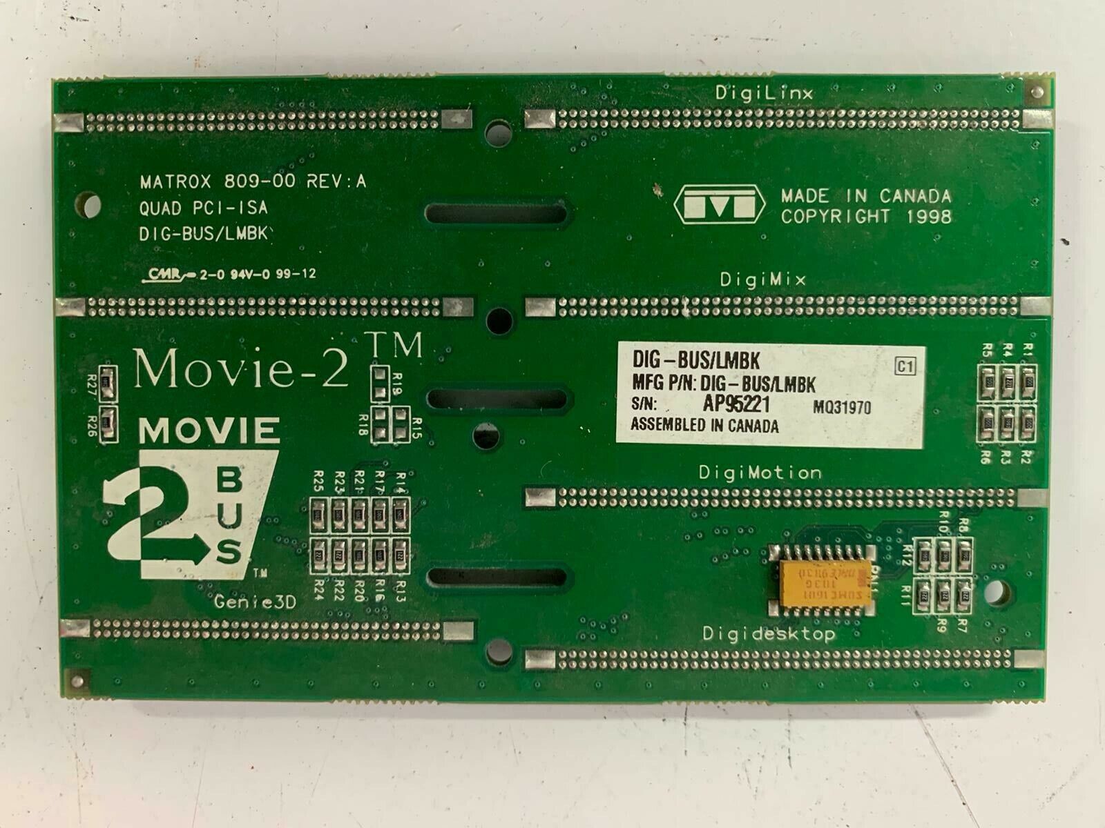 MATROX Movie-2 620-01 REV:A Triple PCI-ISA DIG-BUS/LMBK BMB Module 