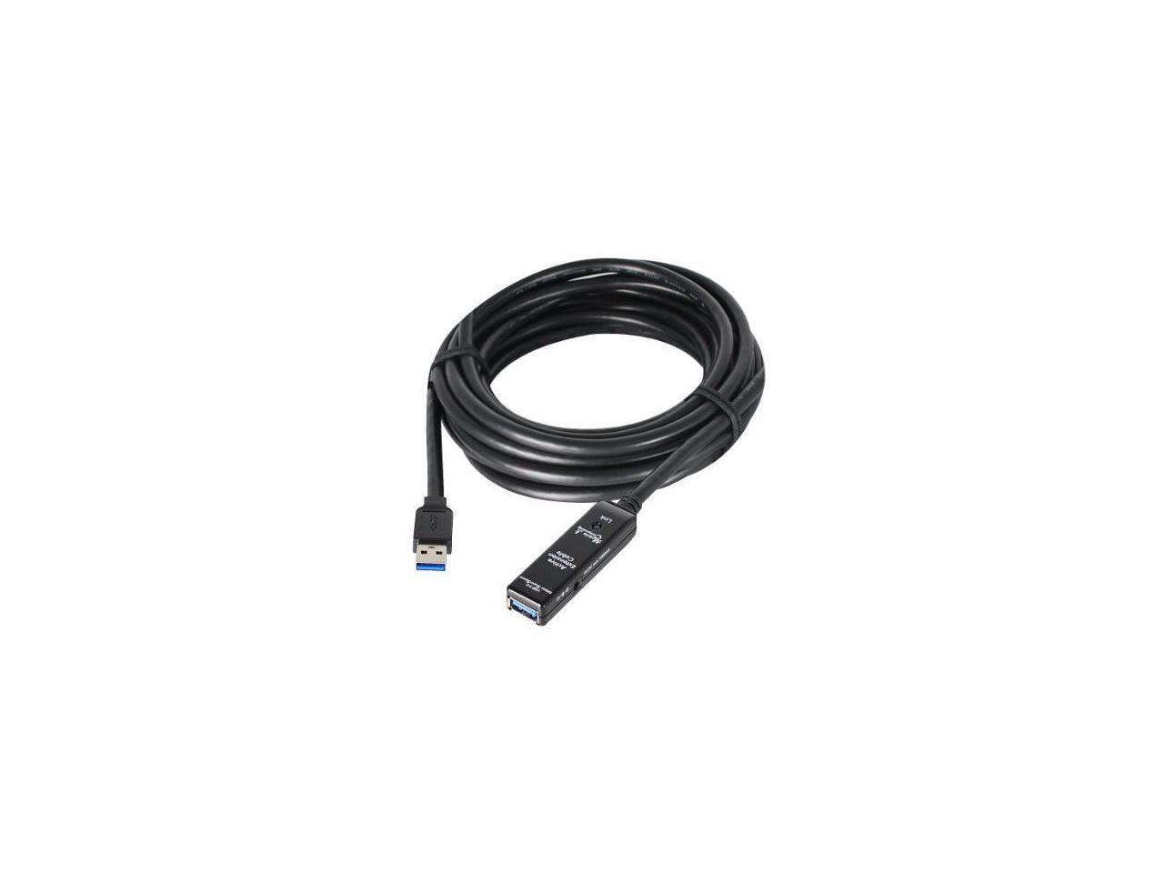 SIIG JU-CB0811-S1 Black USB 3.0 Active Repeater Cable w/ Power adapter