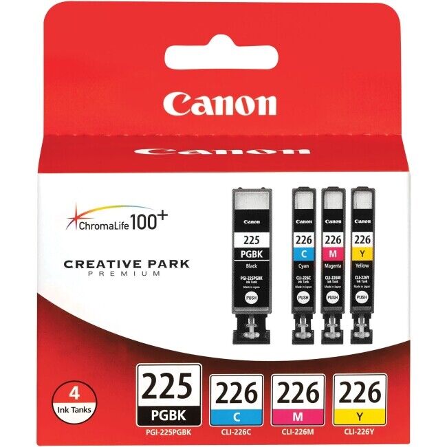 Canon 4530B008AA PGI-225 CLI-226 Ink Cyan/Magenta/Pigment Black/Yellow 4/Pack