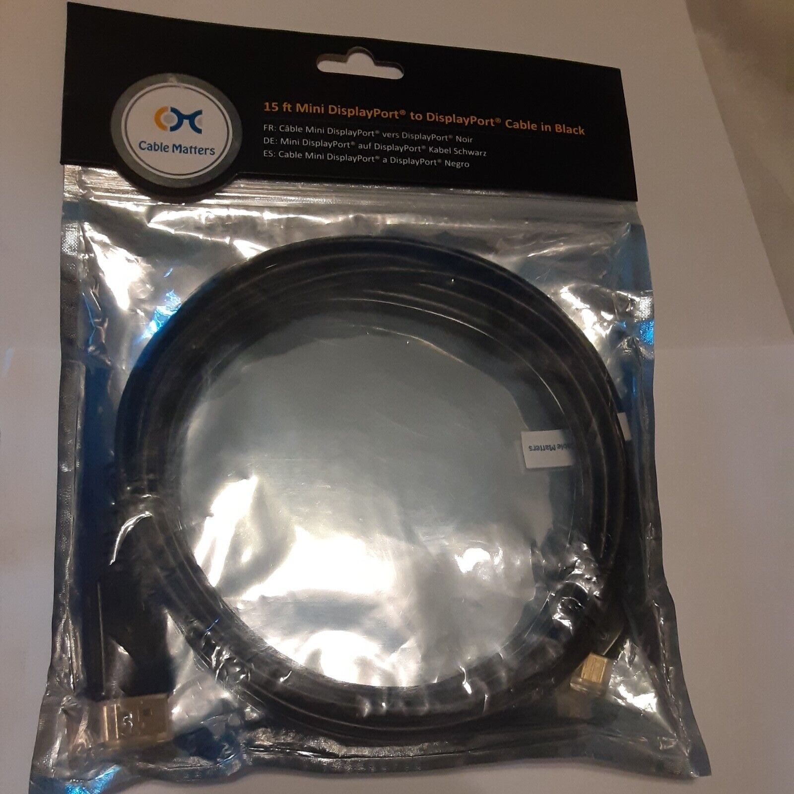 NOS New Cable Matters Gold Plated 15ft Mini Display Port to Display Port 101007