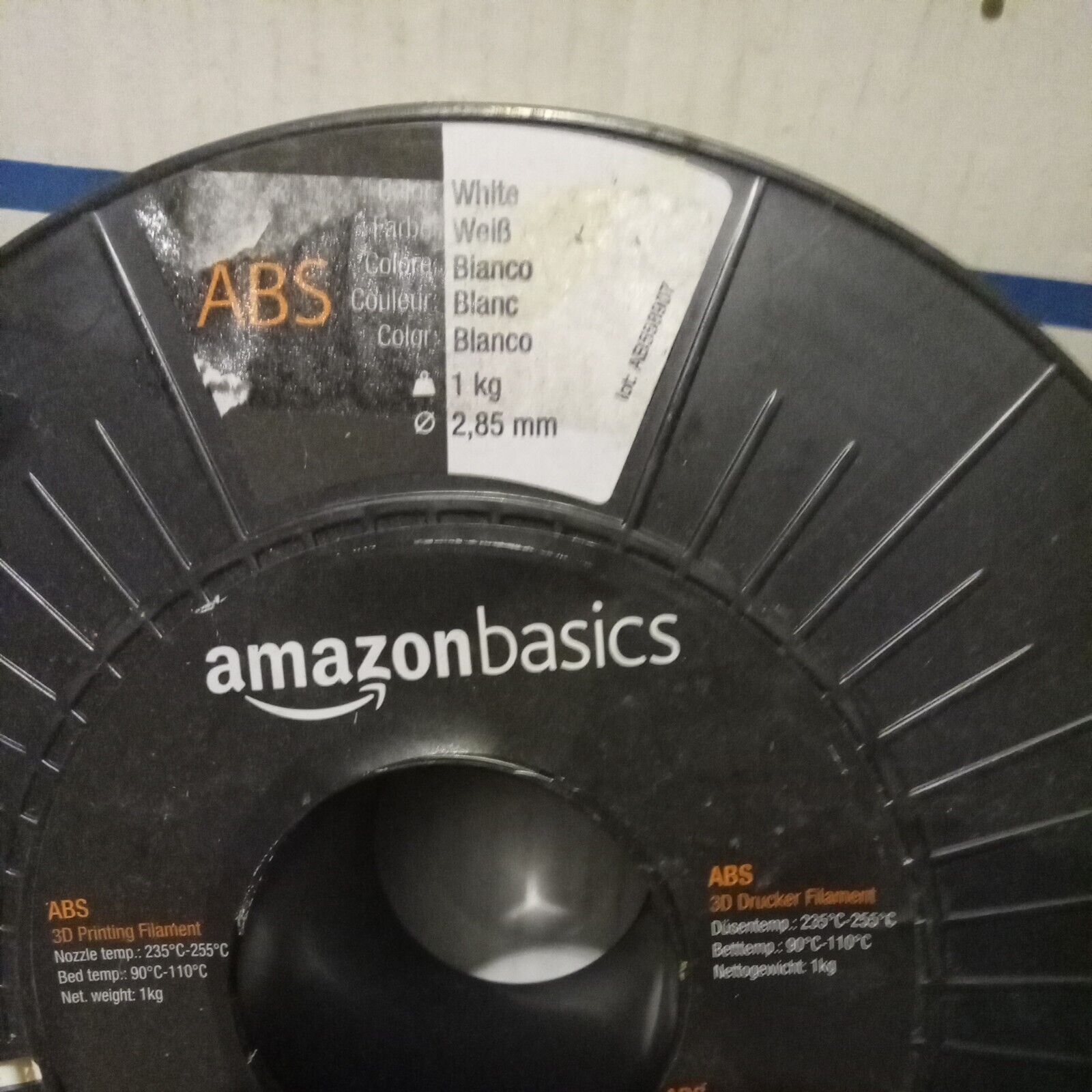 Amazon Basics PLA 3d Printing Filament -white 2,85mm Spool 