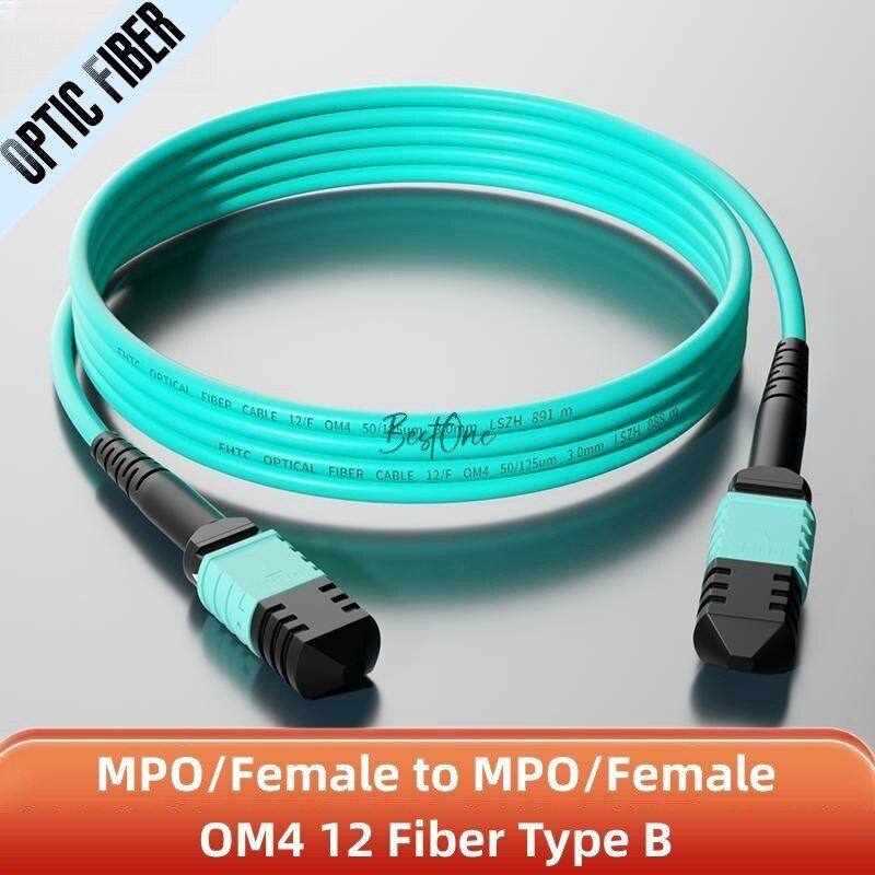 1~50M MPO to MPO OM4 12 Core Fiber Optic Patch Cord Cable Type B Female/Fema lot