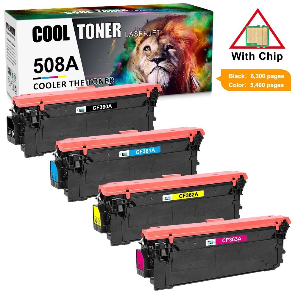 4x Toner CF360A 508A Black Color Set for HP Laserjet Enterprise M553x MFP M577c