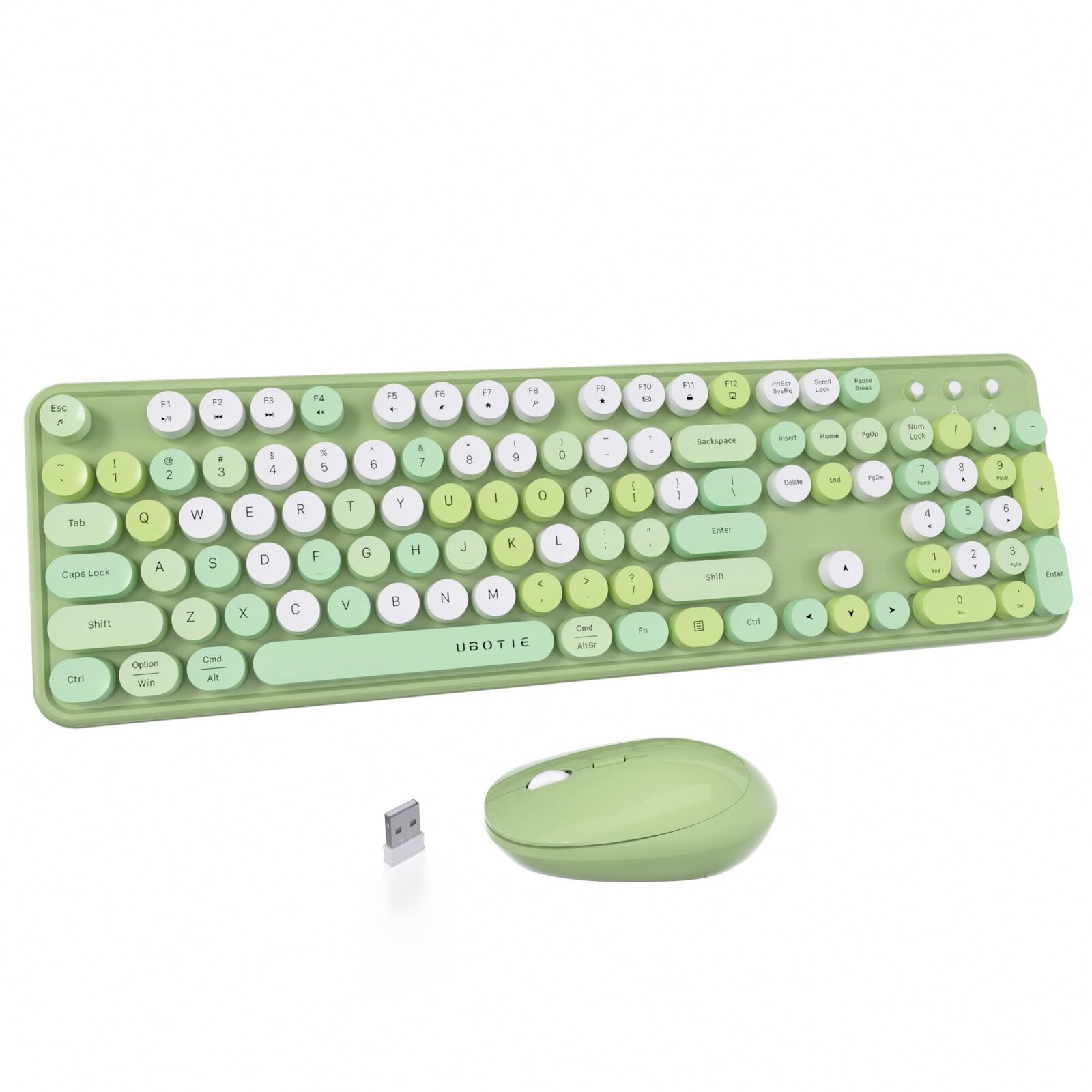 UBOTIE Colorful Computer Wireless Keyboards Mouse Combos, Typewriter Flexible Ke