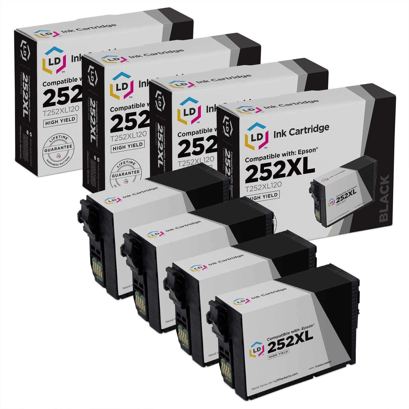 LD Products Replacements for Epson 252XL Black Ink Cartridge (4-Pack) High Yield