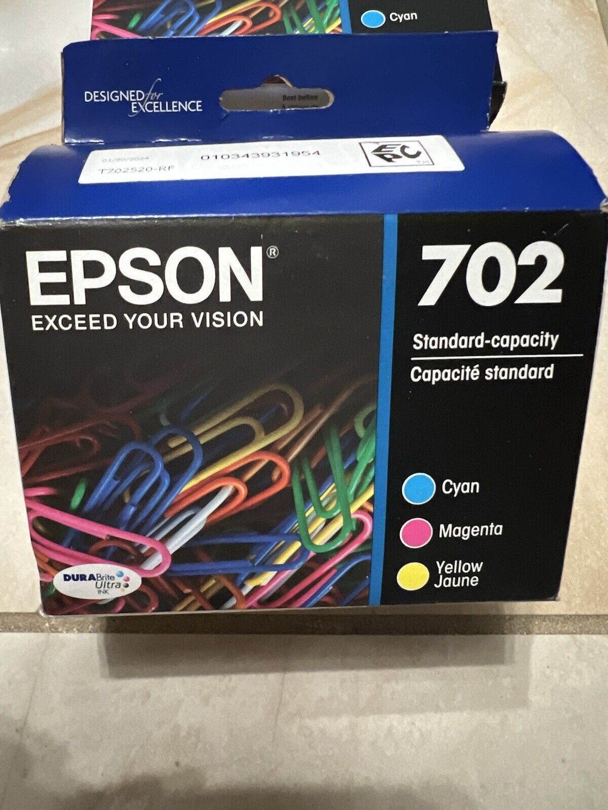 Epson 702 (T702520-S) Tri-Color Ink Cartridge. NIB. . Exp 06/26-02/27