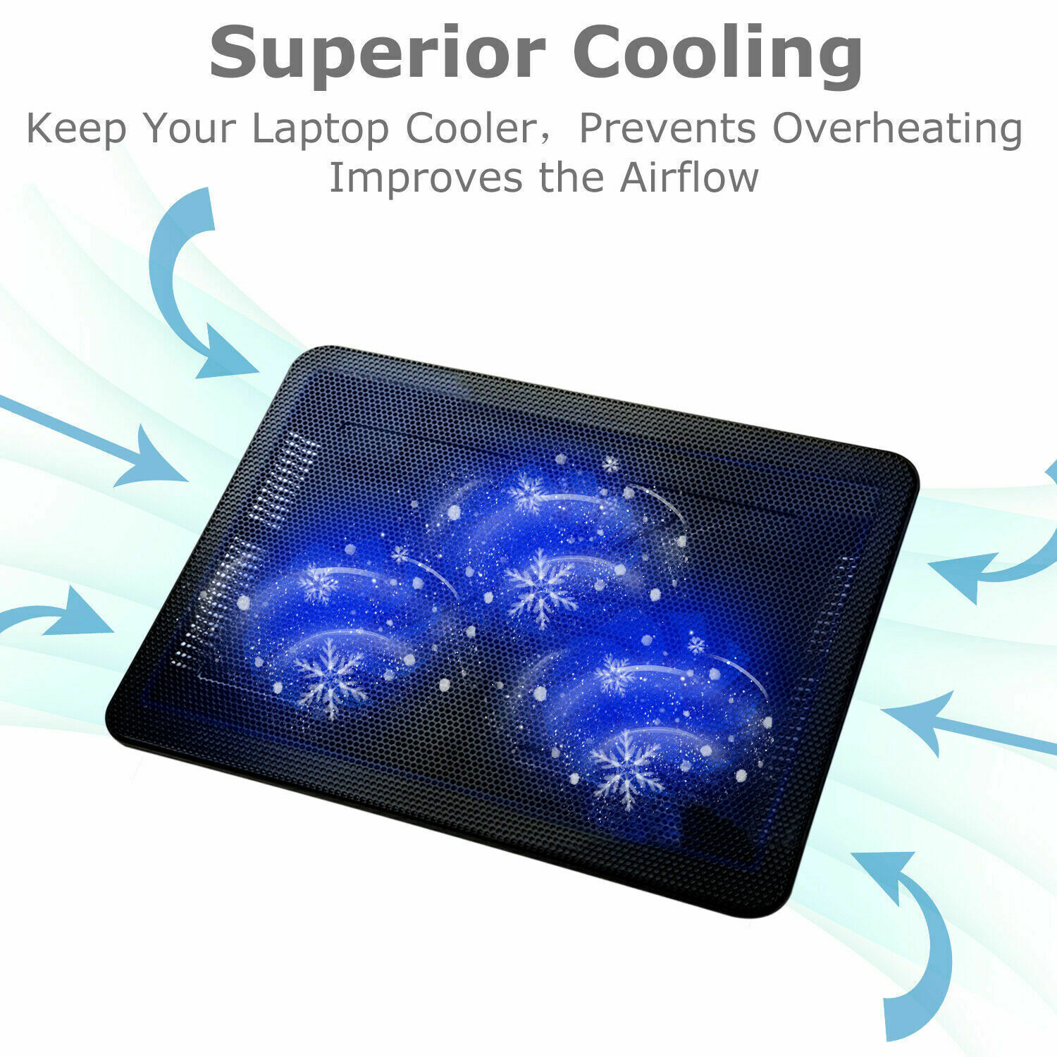 Laptop Cooling Pad 3~6 Quiet Fans Cooler Stand Dual USB Port for 11-17\