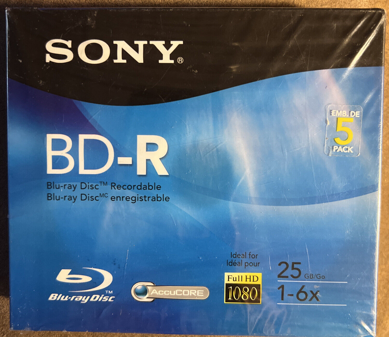 SONY 5 Pack BD-R Blu-ray Disc Recordable - Full HD 1080 25 GB NEW SEALED