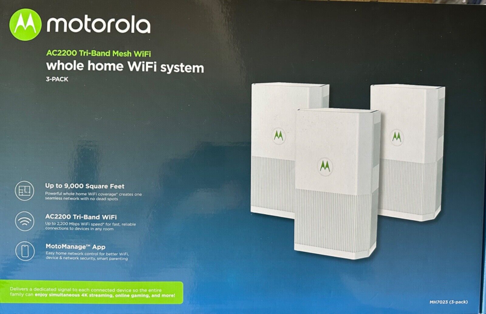 Motorola Tri-Band Mesh Whole Home Wi-Fi System - 3 Units