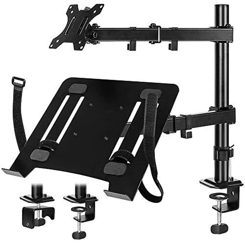 Laptop and Monitor Stand with Tray Adjustable Monitor and Laptop Desk Arm