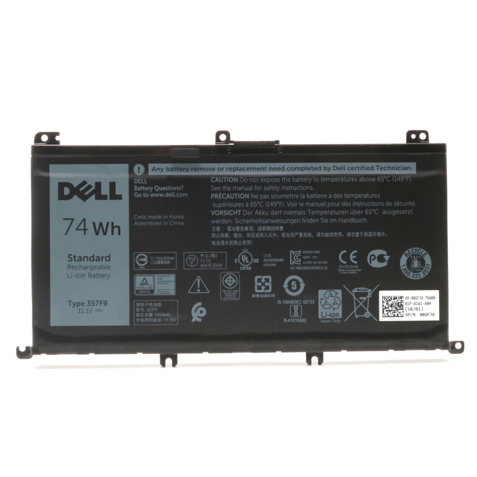 NEW Genuine 74Wh 357F9 Battery For Dell Inspiron 5576 5577 7566 7577 7557 7559