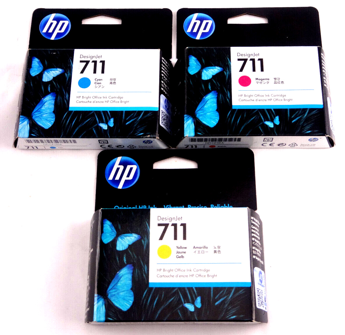 Qty 3 HP 711 Cyan Magenta Yellow Ink Cartridge *EXP 7/20 or Later* New 