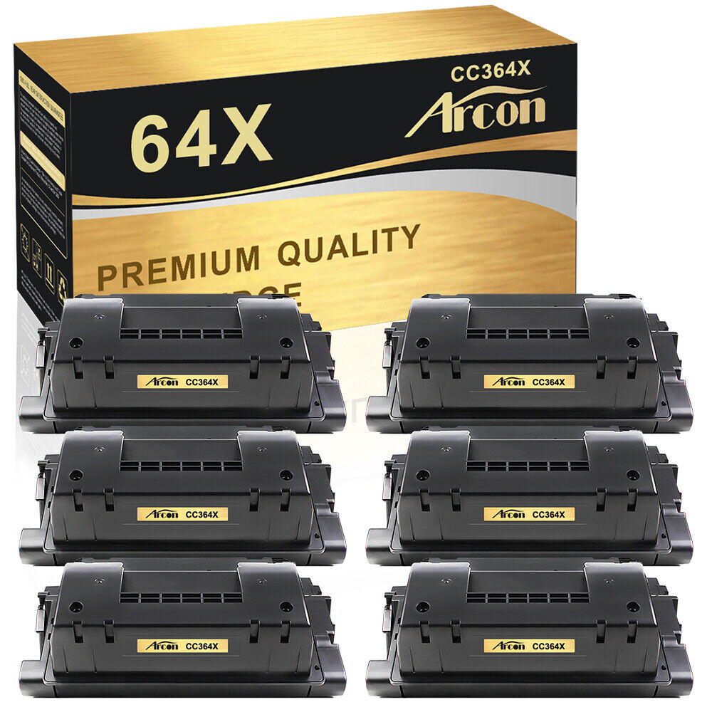 6PK CC364X 64X Black Toner Cartridge Compatible With HP LaserJet P4515n P4515x