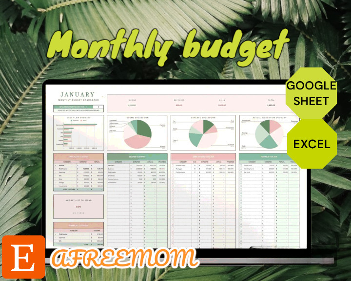 Simple Monthly Budget | Excel Budget Template | Expense Tracker