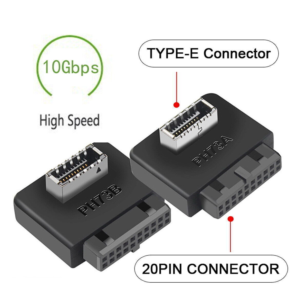 USB 3.1 Front Panel Socket Key-A Type-E to USB 3.0 20Pin Header Adapter 2pcs/set