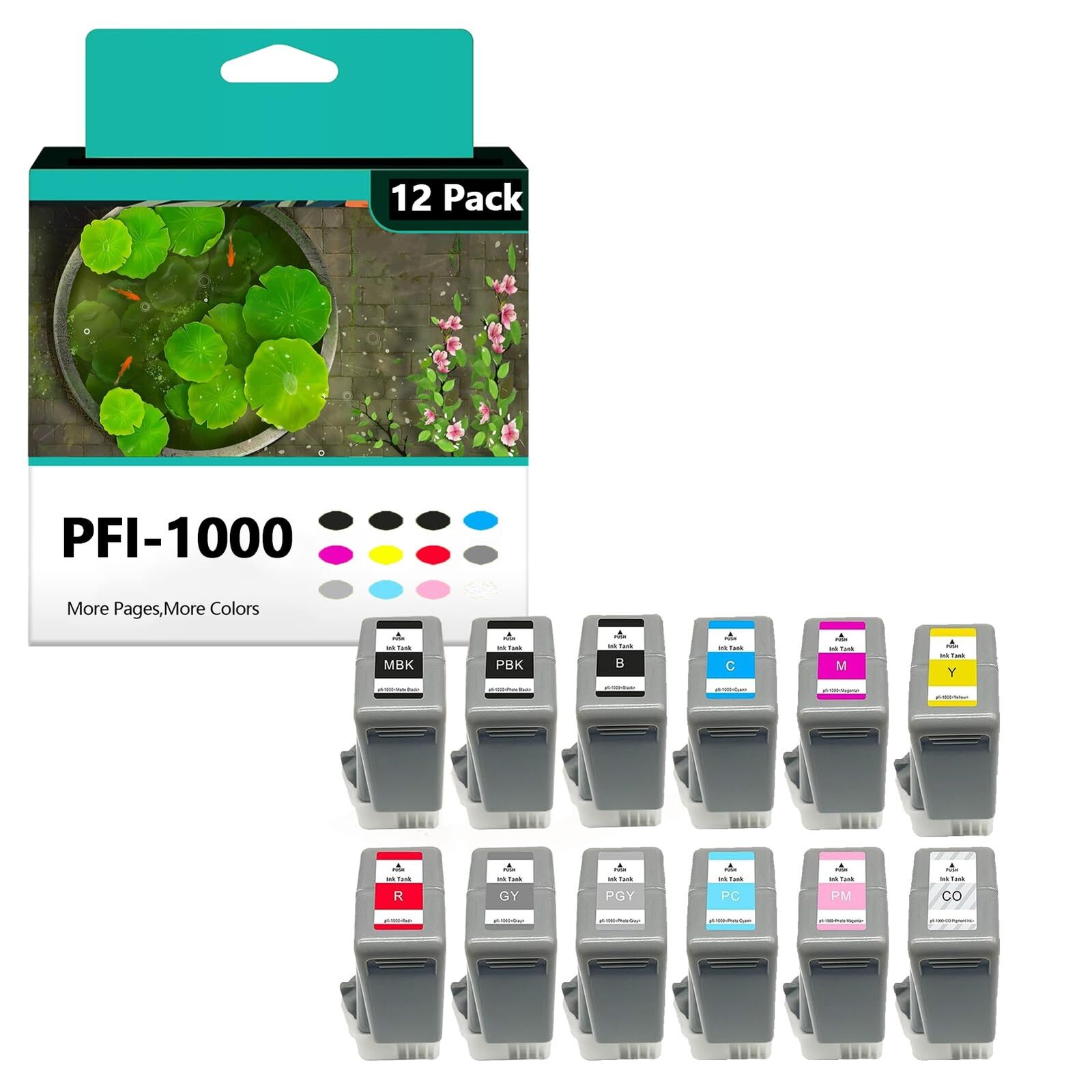 PFI-1000 Ink Cartridges Replacements for Canon ImagePROGRAF PRO-1000 12 Pack