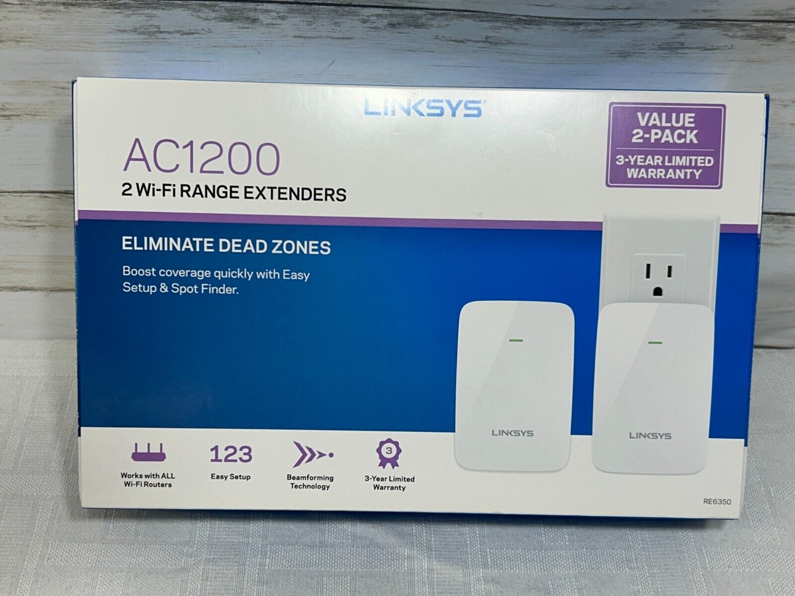 NEW Linksys AC1200 Boost WiFi Range Extender Up To 1.2 Gbps Pack Of 2