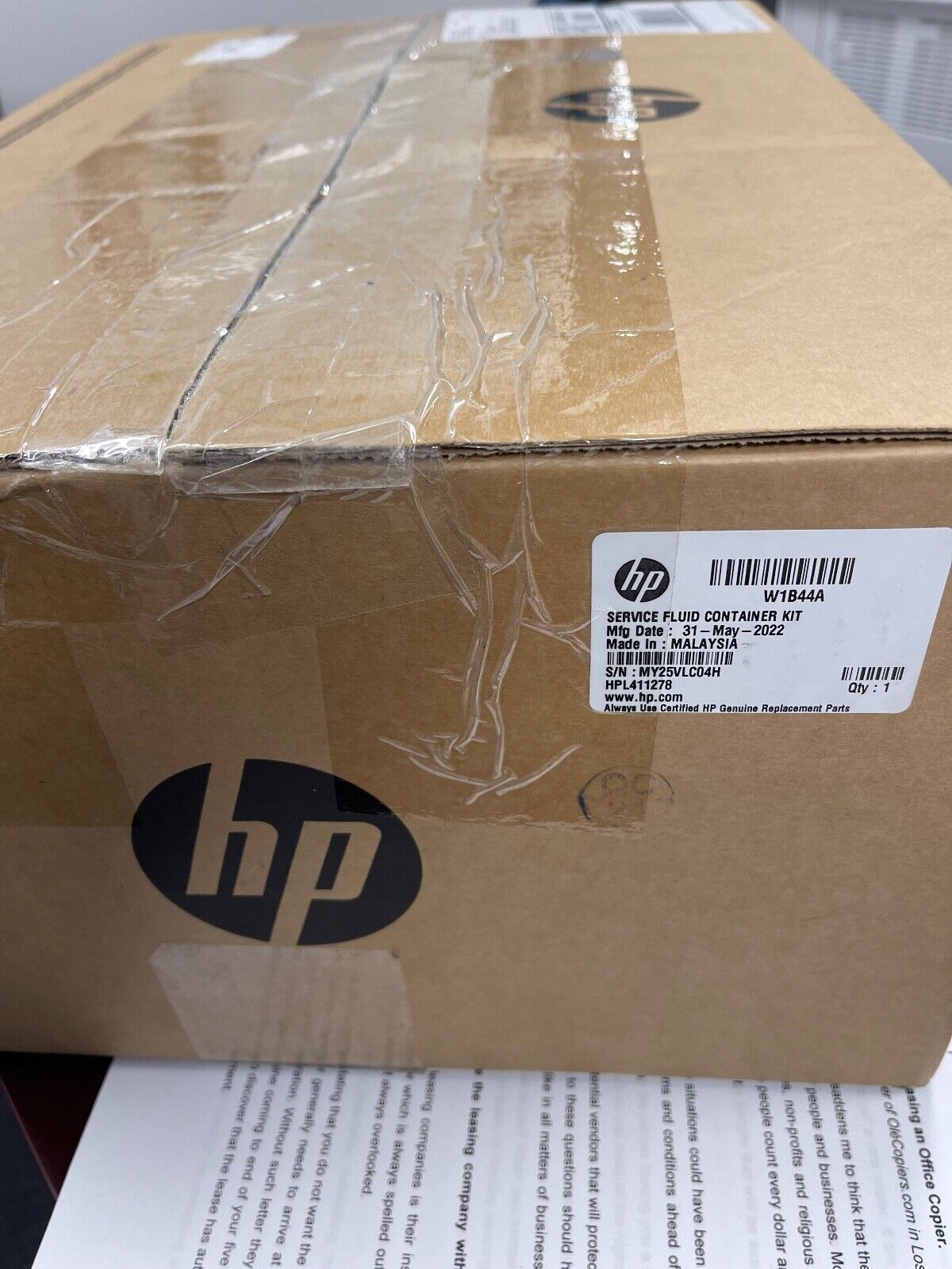 HP W1B44A Service Fluid Container Kit -Open Box, But New