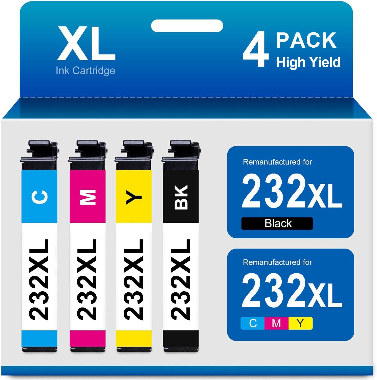 4PK 232XL BK Color Ink Cartridge Replacement for Epson WorkForce XP-4200 XP-4205