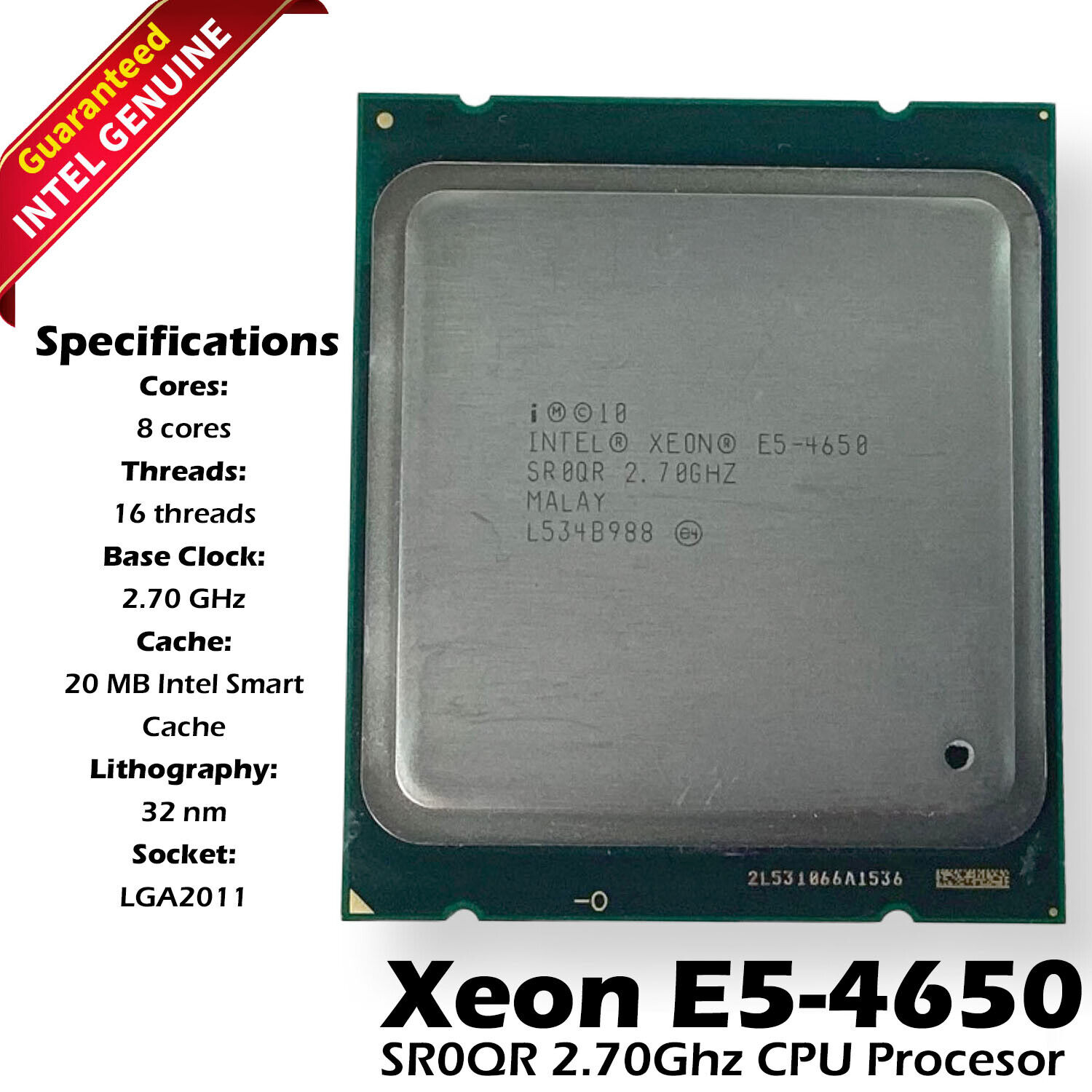 Lot x 5 Intel Xeon E5-4650 8 Core 2.7GHz 20MB Cache 130W CPU Processor SR0QR