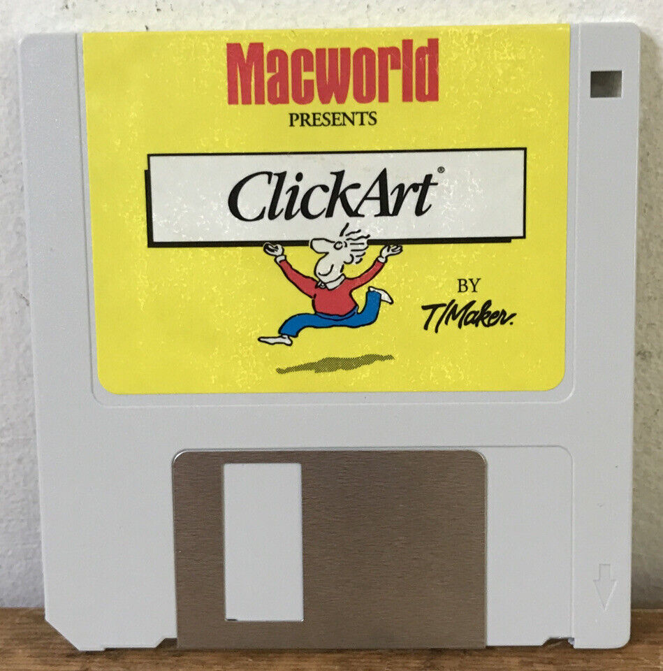Vtg 1990s Macworld Presents ClickArt T/Maker Mac Apple Software Floppy Disk
