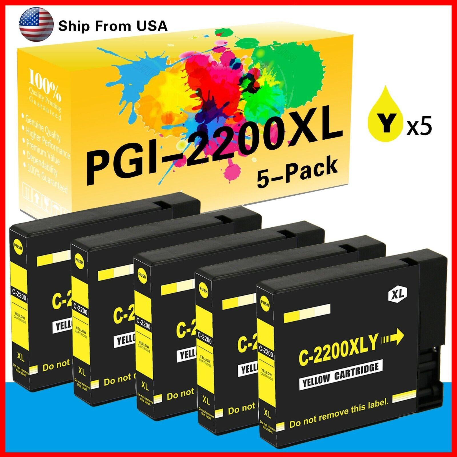 5PK PGI2200XL PGI-2200XL PGI2200 Ink Cartridge for MAXIFY MB5330 MB5030