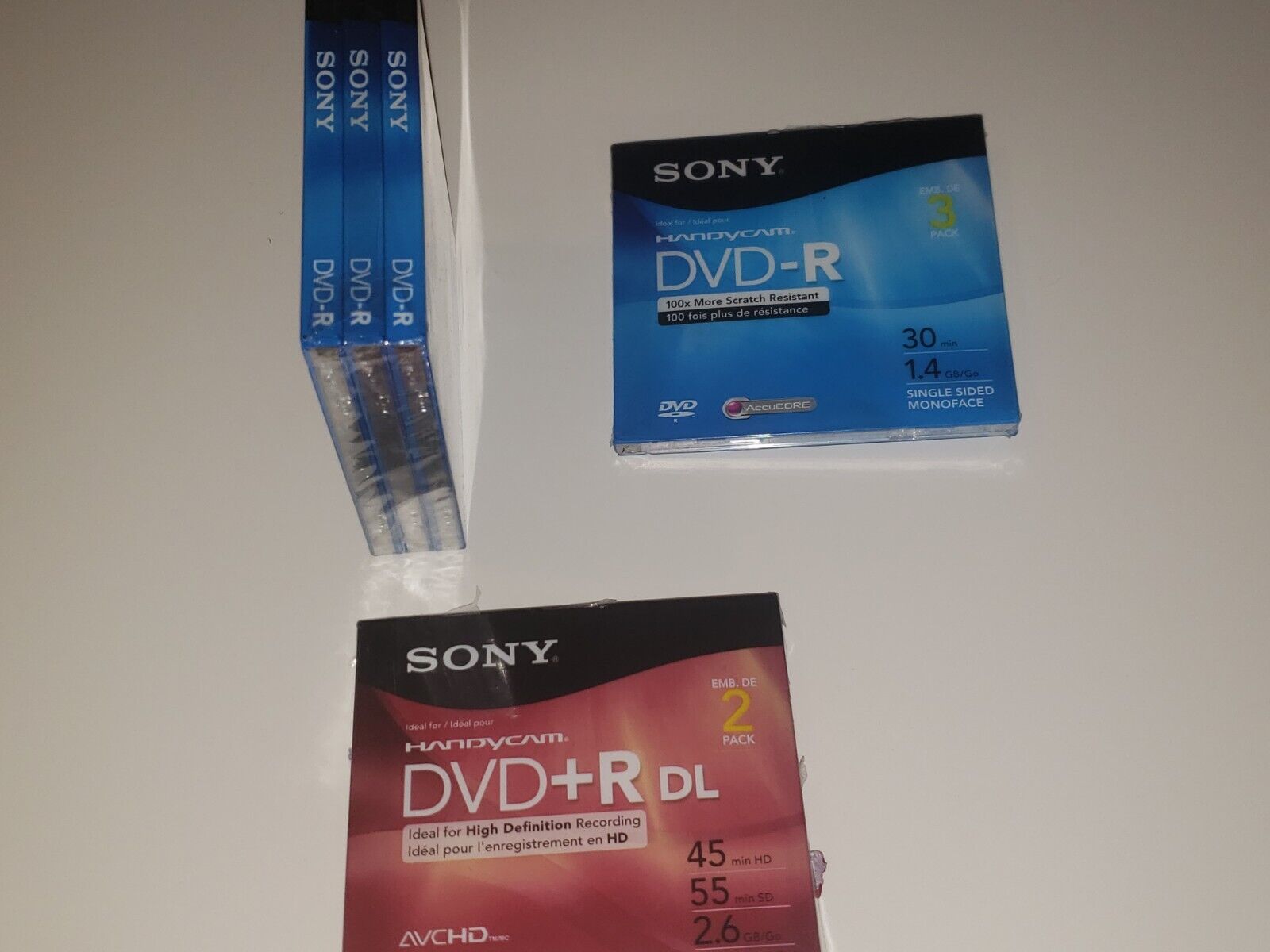 5 SONY HANDYCAM DVD-R 1.4GB 30 MINUTES SINGLE SIDED BRAND NEW SEALED LOT OF 5