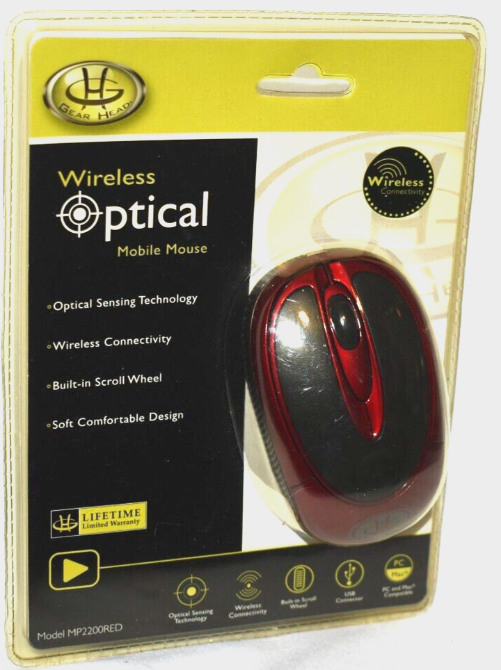 Gear Head Wireless Optical Mobile Mouse Model No. MP2200RED (D-3)