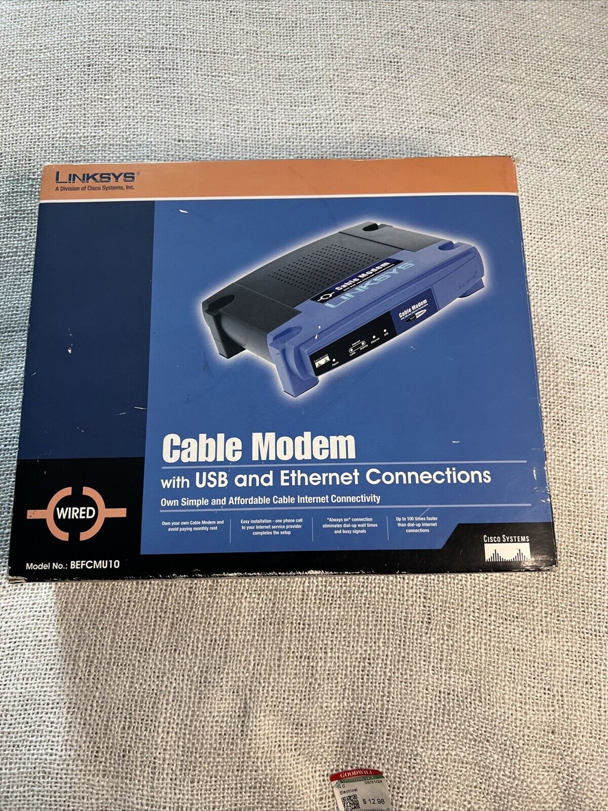Linksys BEFCMU10 Cable Modem With USB & Ethernet Connections 42.88 Mbps