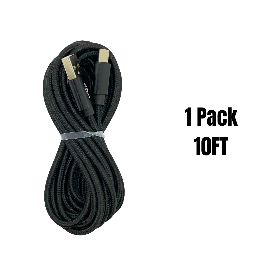 10Ft Long USB Fast Charger Cable For iPhone 14 13 12 11 8 Braided Charging Cord